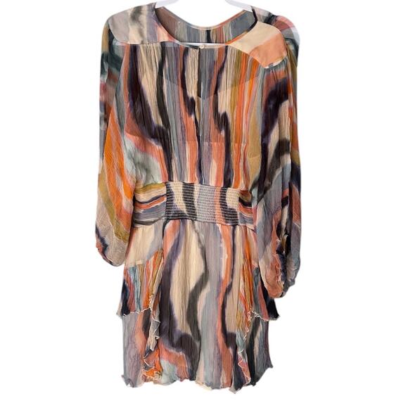 BHLDN by Anthropologie Dawn Mini Dress Womens Large V-Neck Boho Ruffle Flowy NEW - Picture 2 of 6